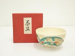 京焼　東雲窯造　色絵吉野山茶碗（箱付）